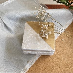 Handcrafted Tile Gold Painted Coasters - Set of 5